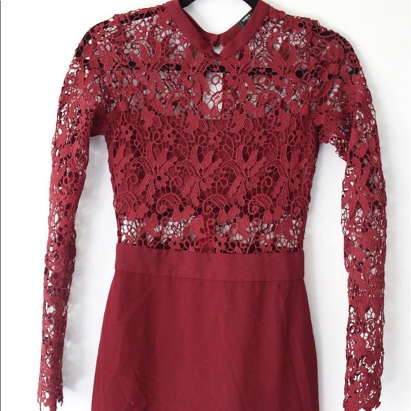 Pretty Maroon Lace semi formal short dress - Picture 2 of 2